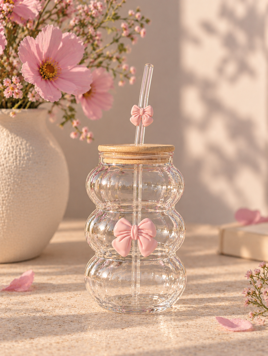 Blush Bow Ripple Tumbler
