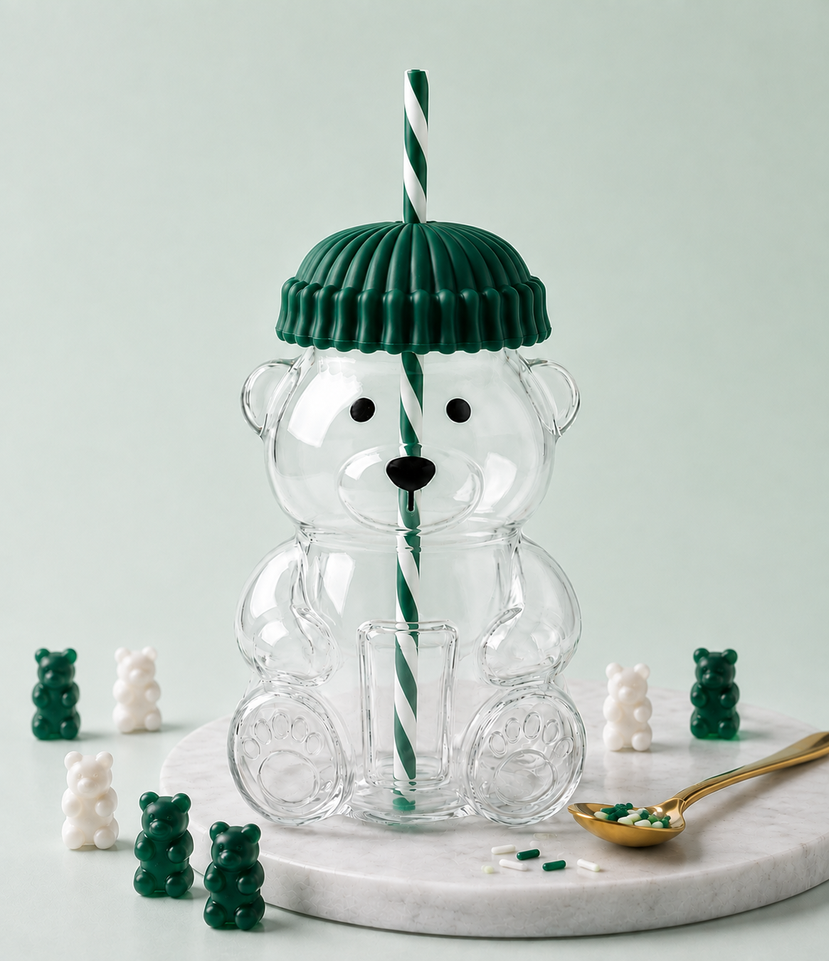 Mint Bear Glass Tumbler