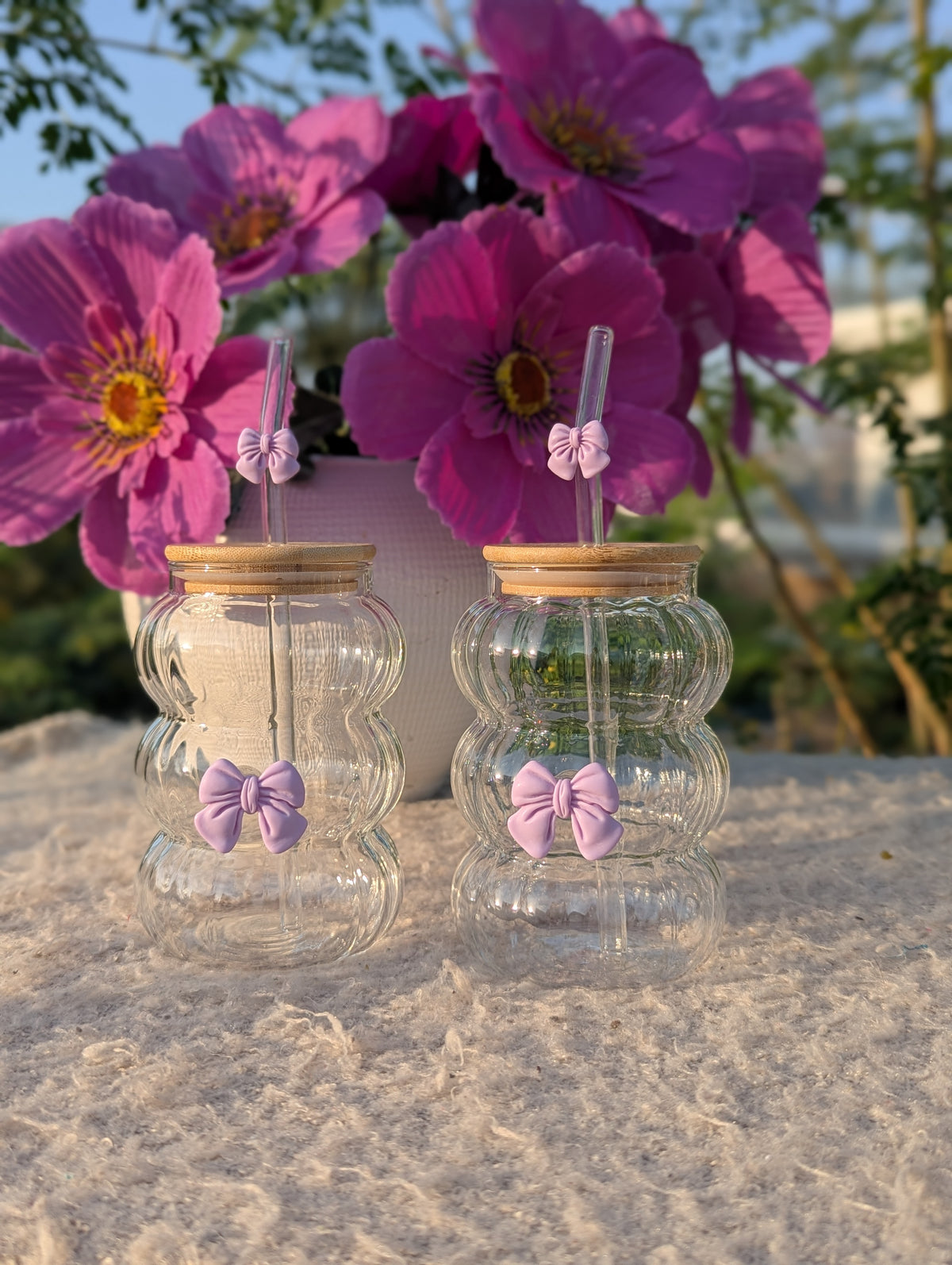 Lavender Bow Ripple Glass