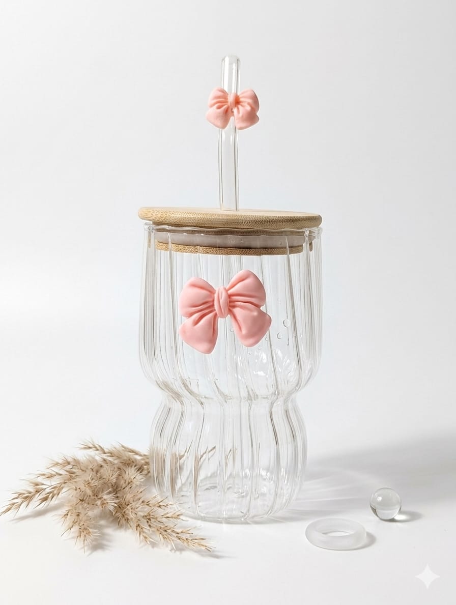 Blush Bow Glass Tumbler