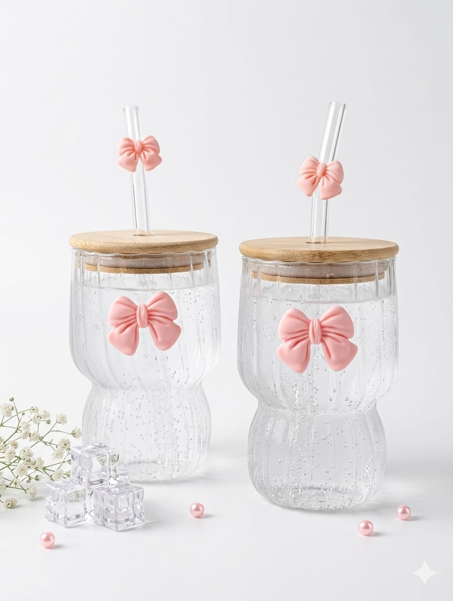 Blush Bow Glass Tumbler
