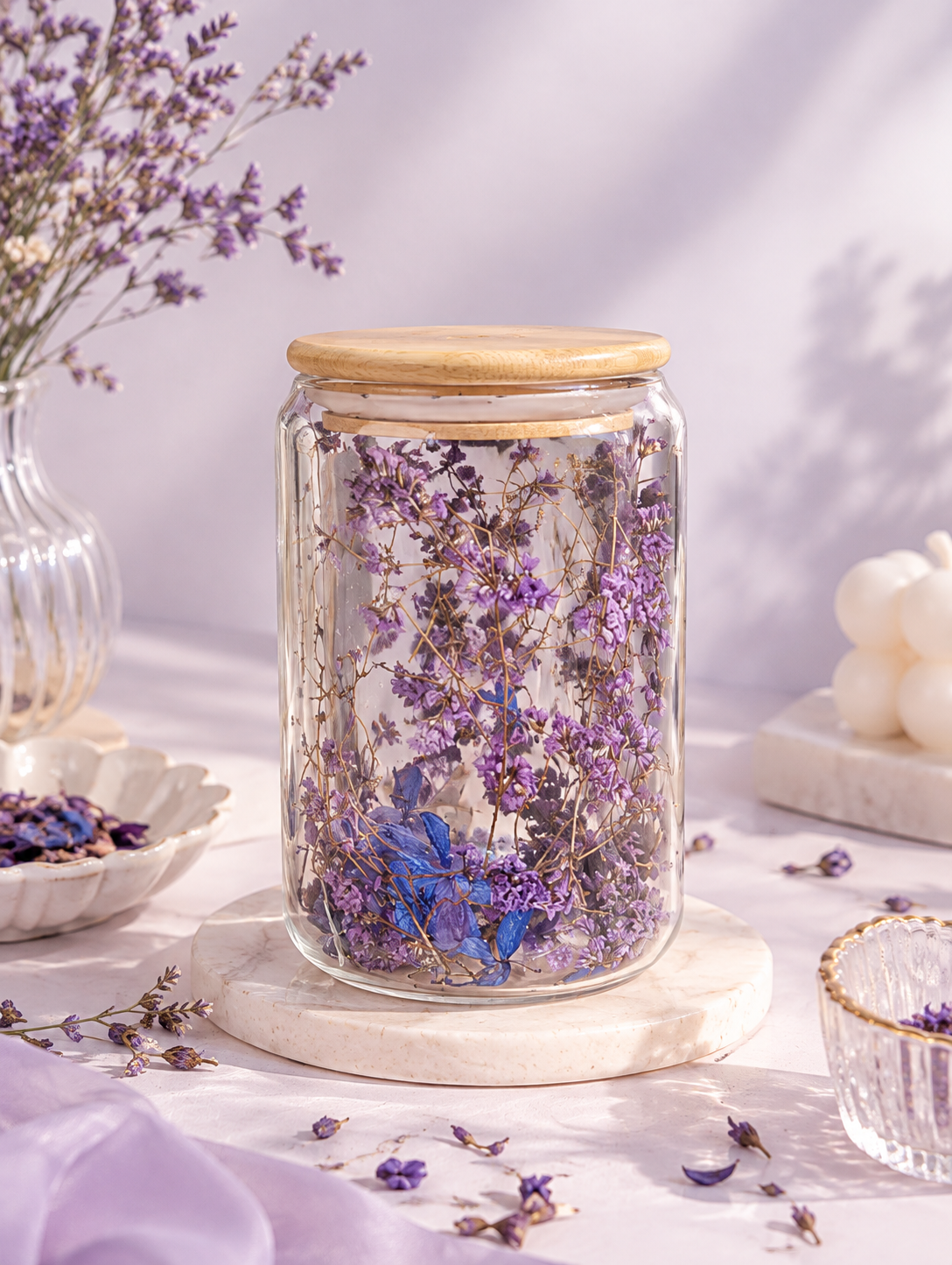 Lavender Bloom Glass Jar