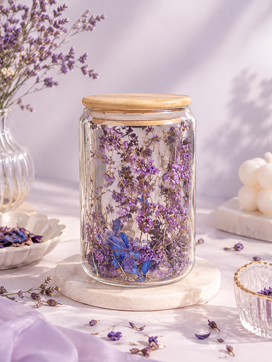 Lavender Bloom Glass Jar