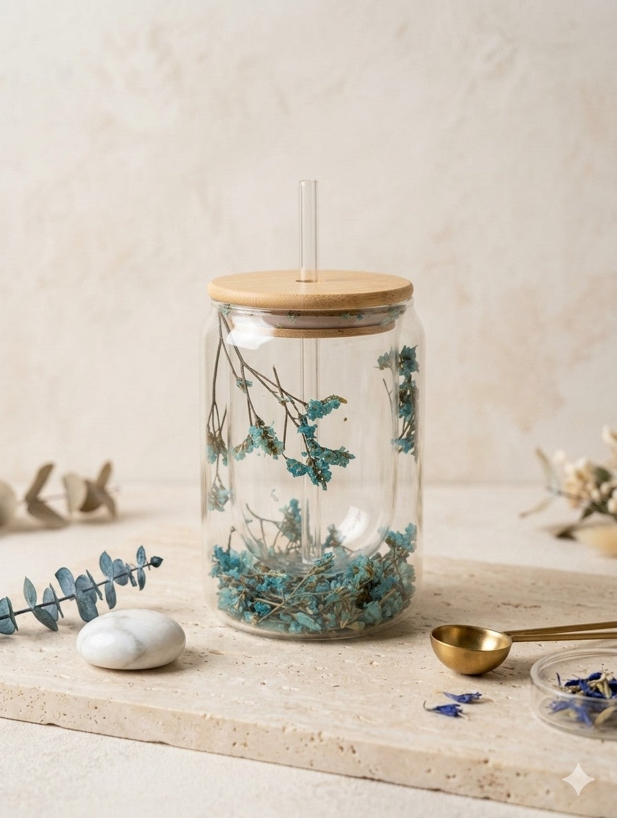 Double-Walled Floral Glass Tumbler