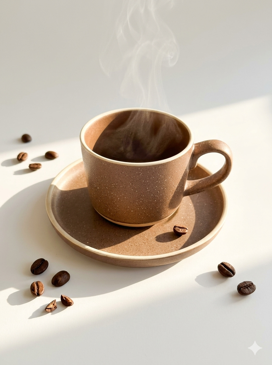 Sienna Speckled Ceramic Mug & Saucer