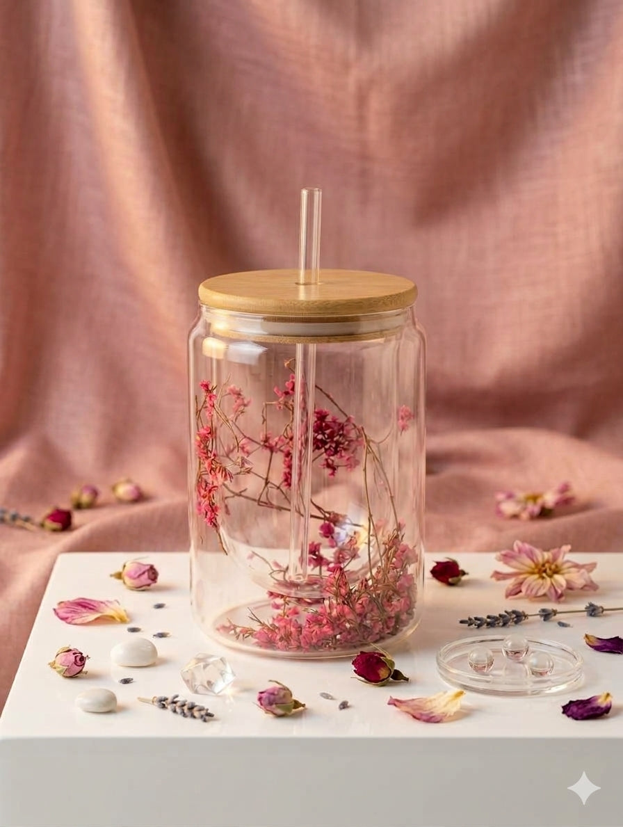 Bloom & Sip Glass Tumbler