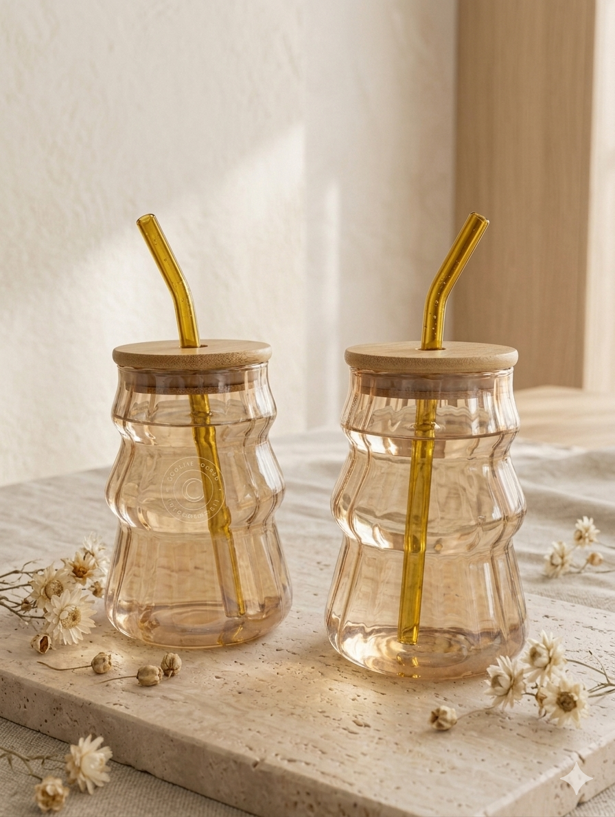 Amber Ripple Glass Tumbler