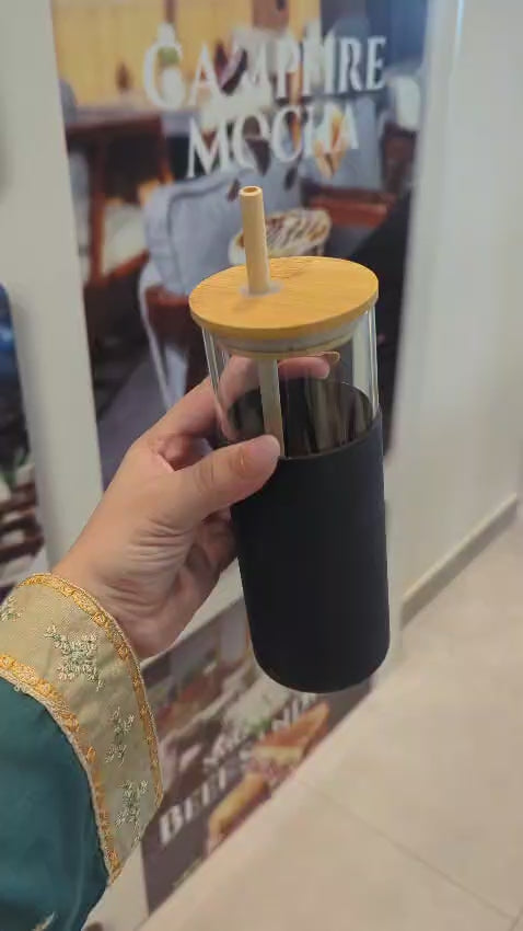 Midnight Minimalist Tumbler With Wooden Straw