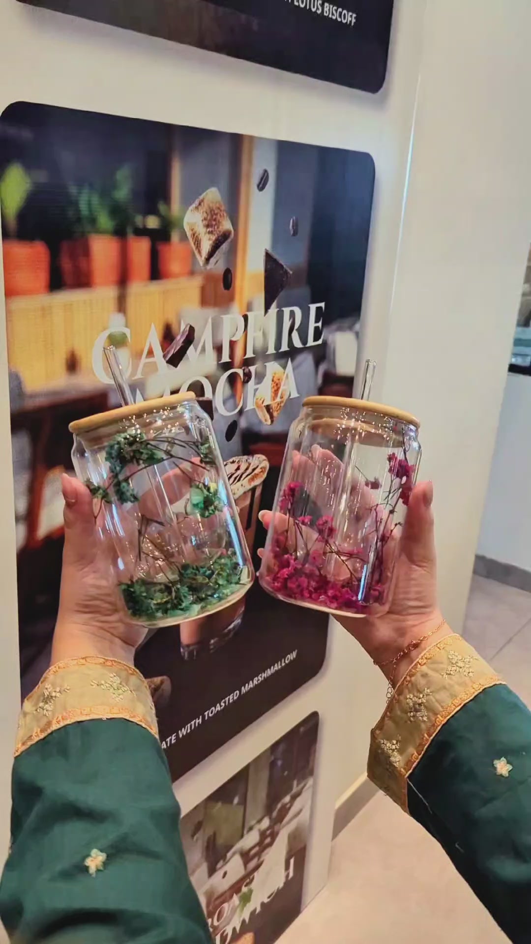 Double-Walled Floral Glass Tumbler