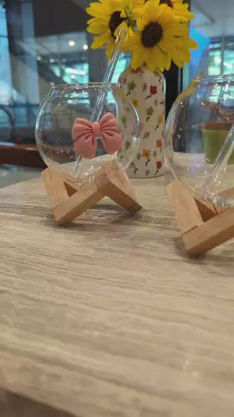 Pink Ribbon Wooden Stand Terrarium